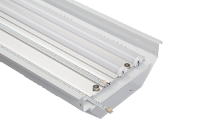 Strip lighting unit with LED strips as a replacement for fluorescent bulbs